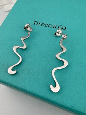Tiffany & Co. Frank Gehry Equus Diamond Drop Earrings 18k White 7.6g Excellent